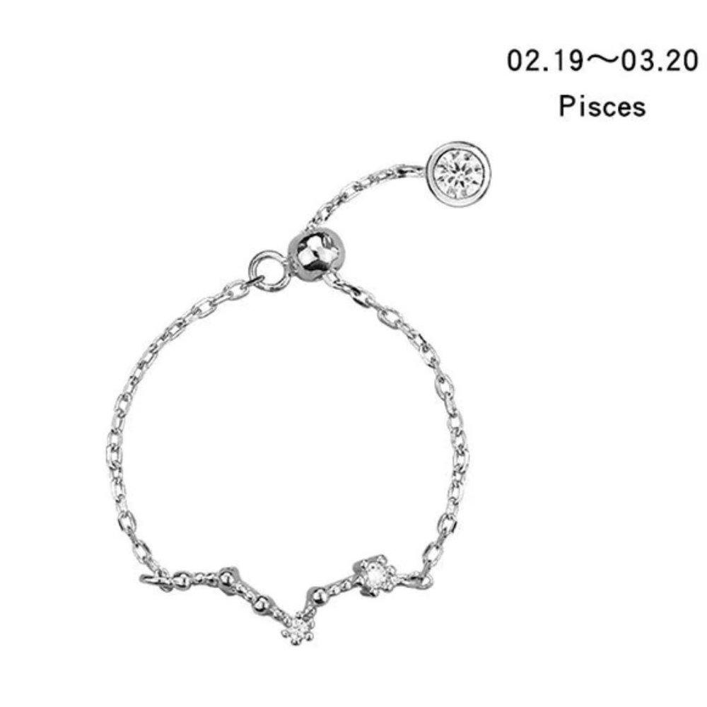 925 Sterling Silver Zodiac Resizable Ring-Pisces